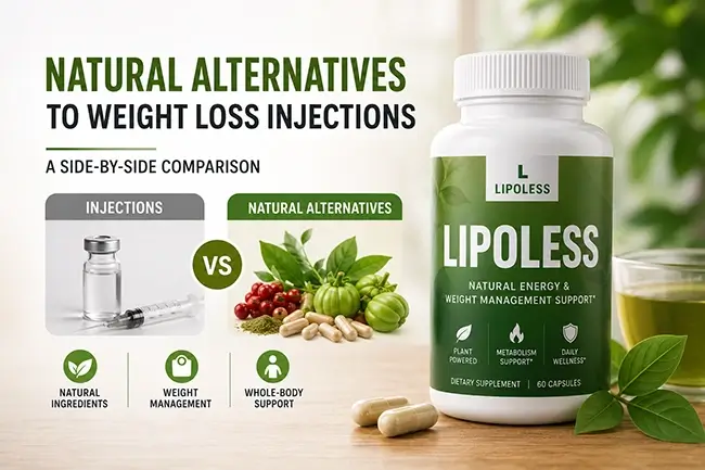 Natural alternatives to weight loss injections compared side by side with Lipoless